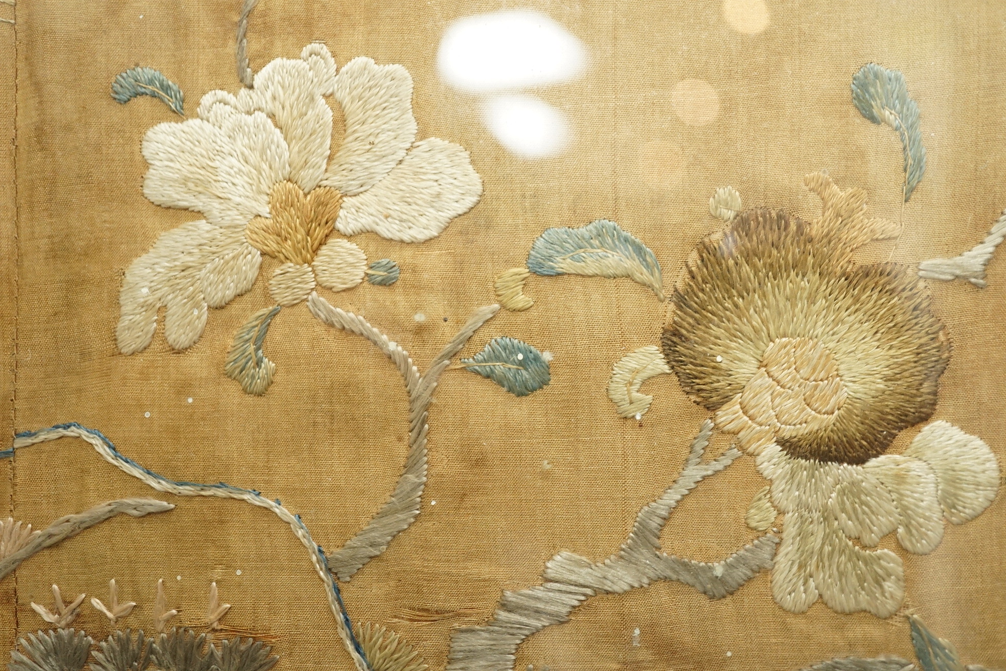 A large Chinese embroidered silk 'boys' panel, 19th century